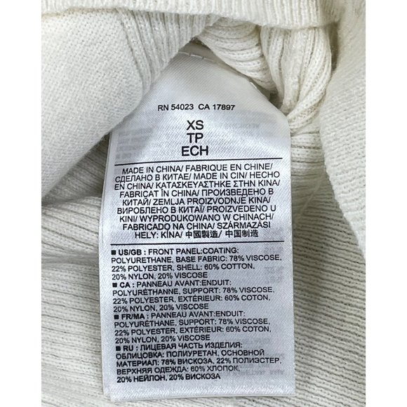 Banana Republic White Mixed Knit Sweater With Ribbed Sleeves Womens Size XS- New - Picture 6 of 8